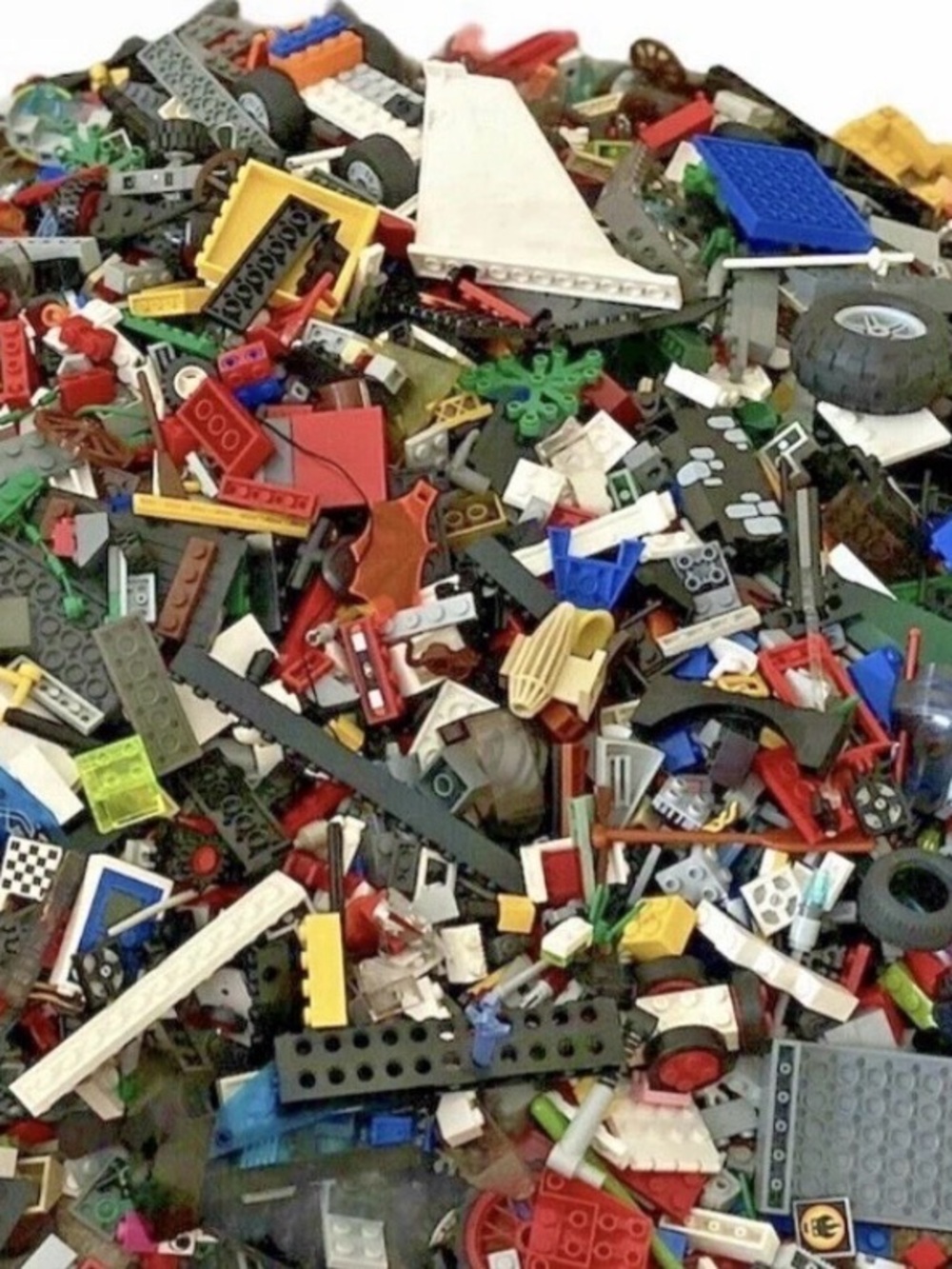 Lego Mixed Parts Lot - Red, Blue, Yellow, Green, White, Black, Gray
